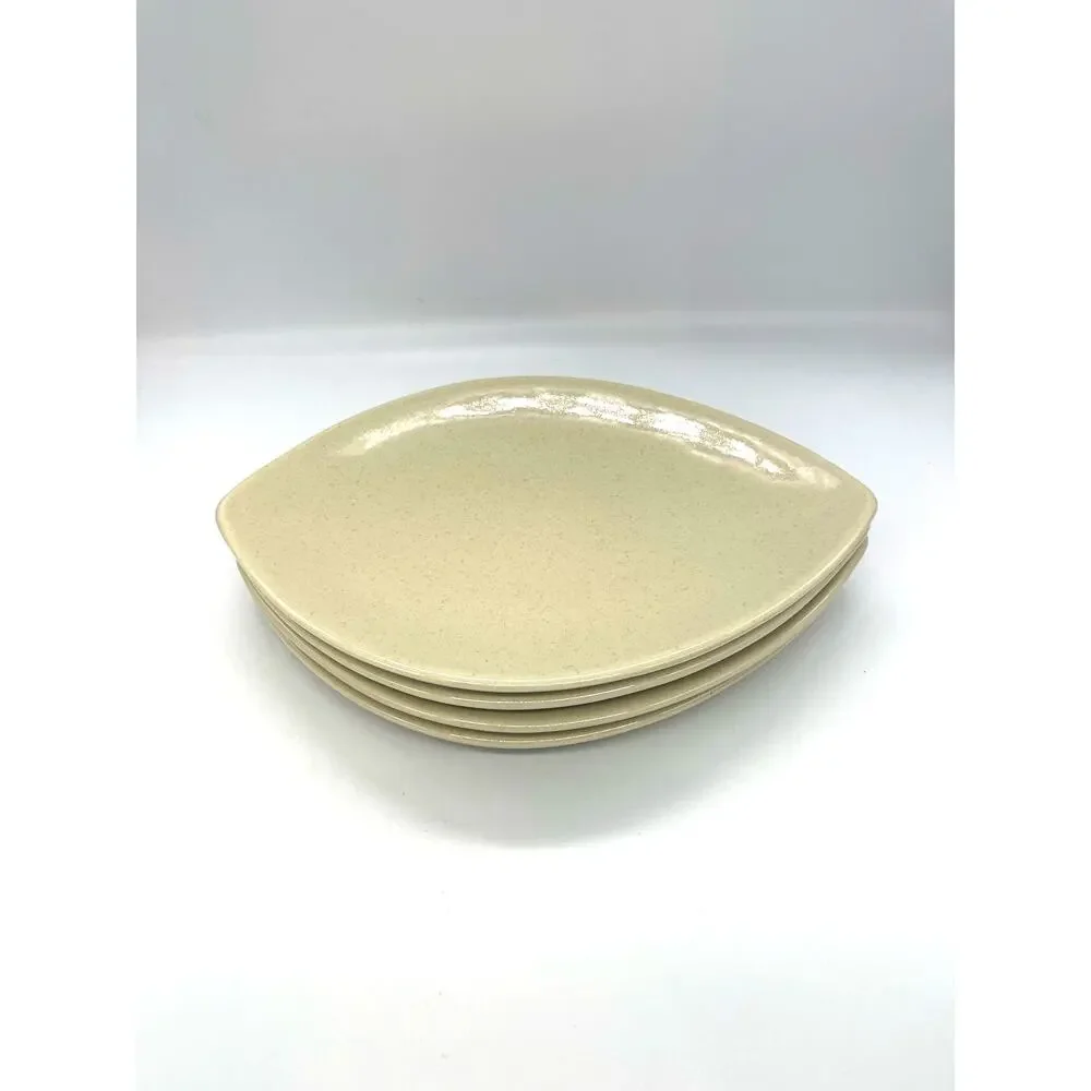 Vintage Pfaltzgraff Cappuccino Set of 4 Buffet Plates Leaf Eye Football Shaped